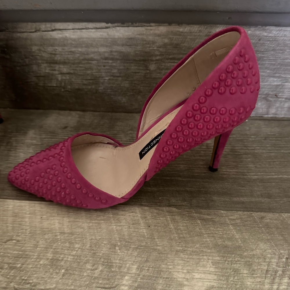 Pink studded d'Orsay heels